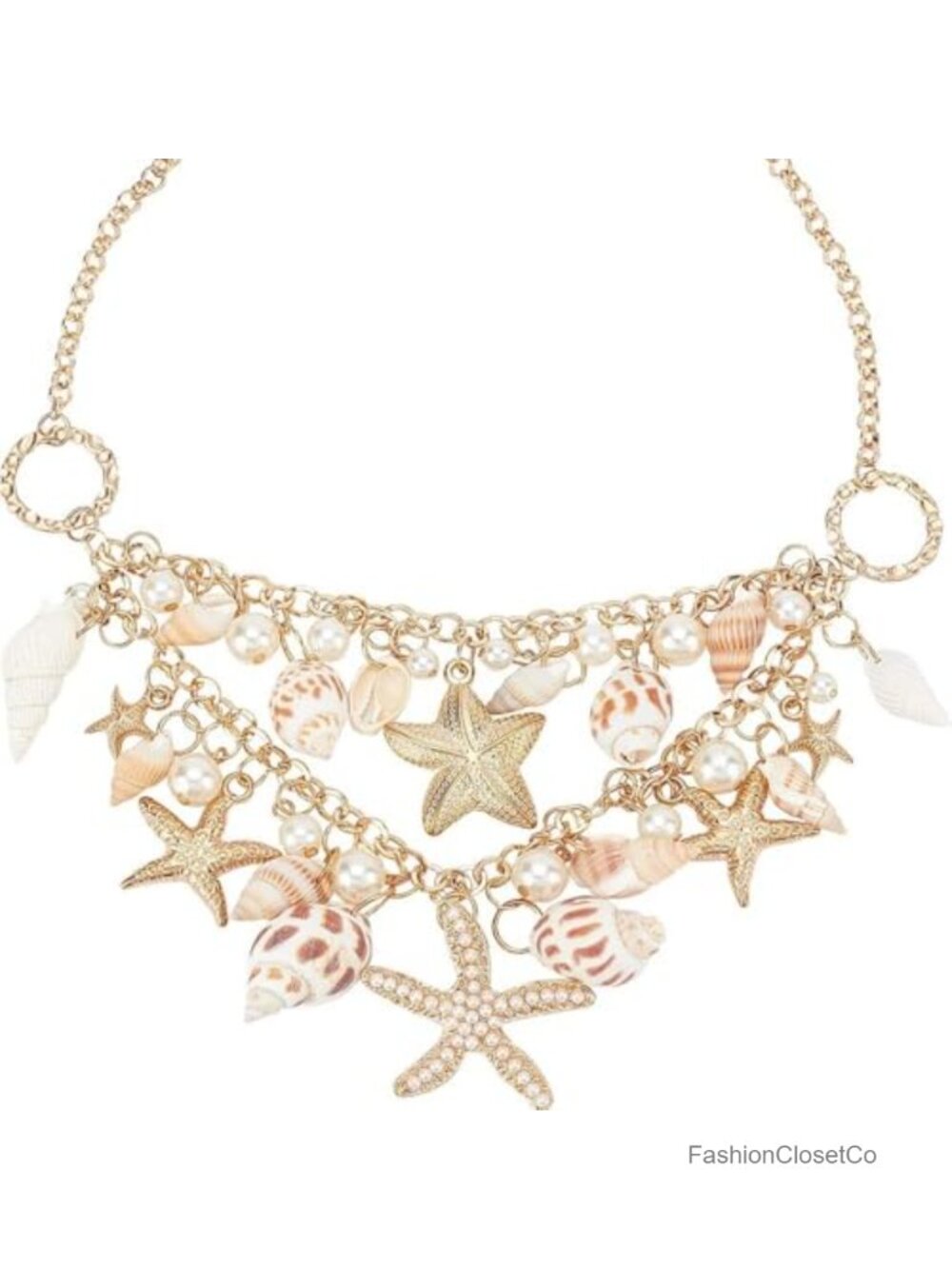 Shell Starfish Necklace Bracelet Set: Adjustable Woven Rope Choker, Mermaid